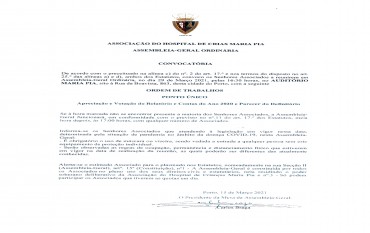 Convocatória - Assembleia-Geral Ordinária 29.03.2021